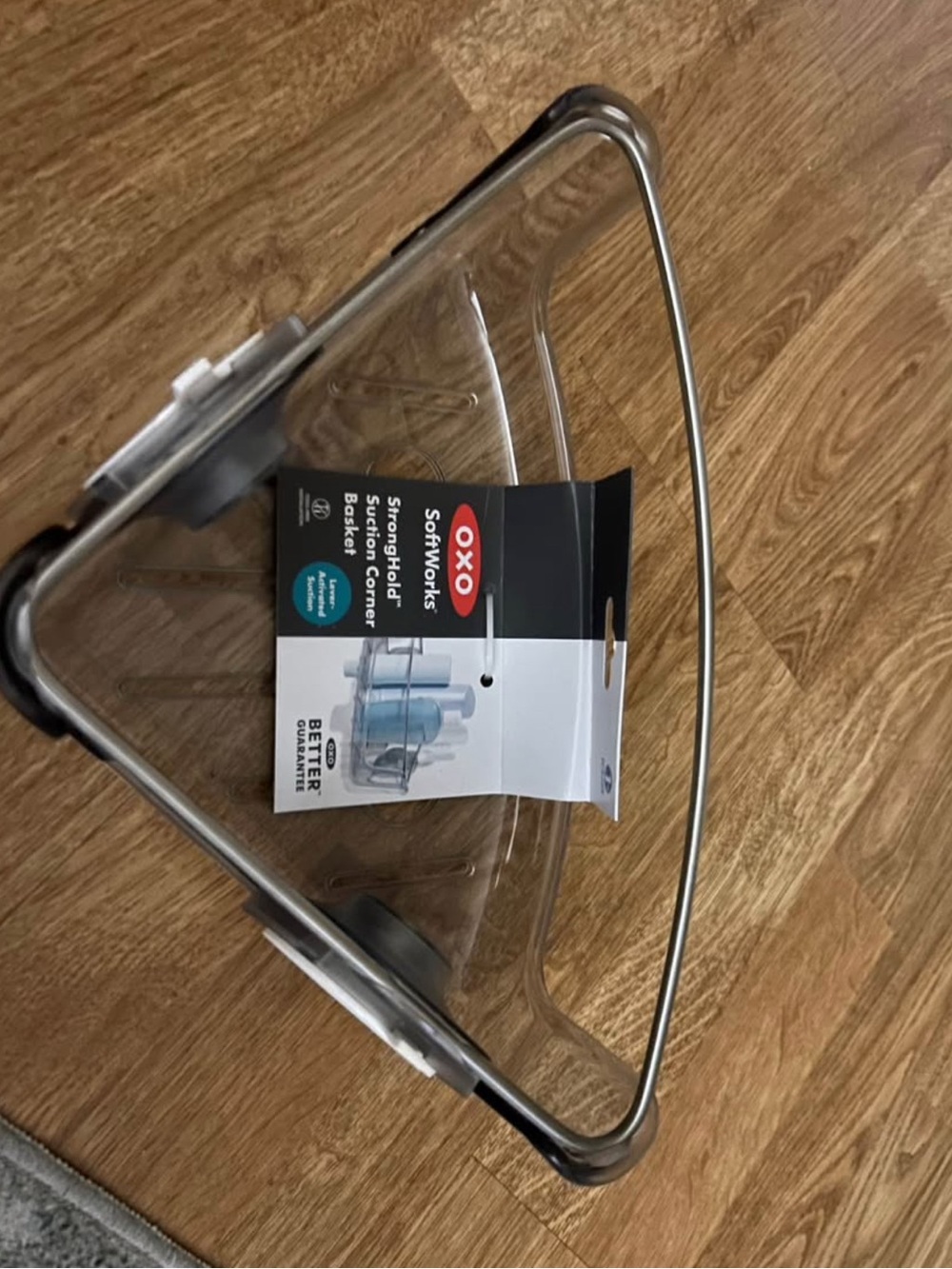 OXO Clear and Stainless Corner Sink Caddy